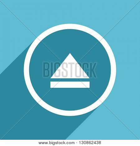eject icon, flat design blue icon, web and mobile app design illustration