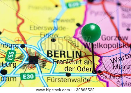 Frankfurt an der Oder pinned on a map of Germany