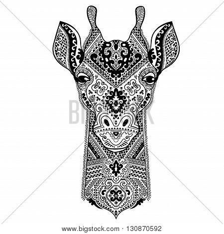 Vector giraffe with ethnic and tribal ornaments