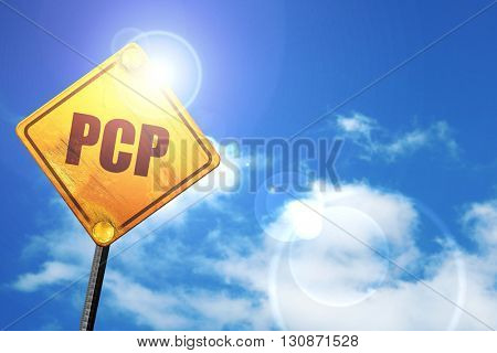 pcp, 3D rendering, a yellow road sign