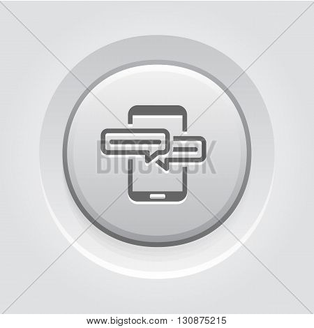 Mobile Conference Icon. Mobile Devices and Services Concept Grey Button Design