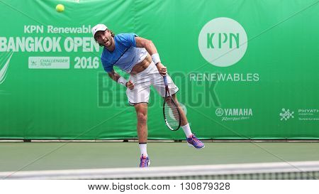 Bangkok Thailand - May 17 2016: Sam Barry is an Irish professional tennis player. KPN Renewables Bangkok Open 2016 at Rama Gardens Hotel.