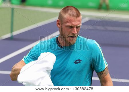 Bangkok Thailand - May 17 2016: Sam Groth is an Australian professional tennis player. KPN Renewables Bangkok Open 2016 at Rama Gardens Hotel.