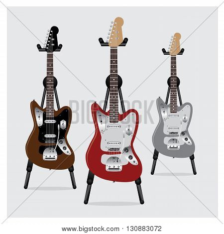 Vector Illustration Electric Guitar set with Stand
