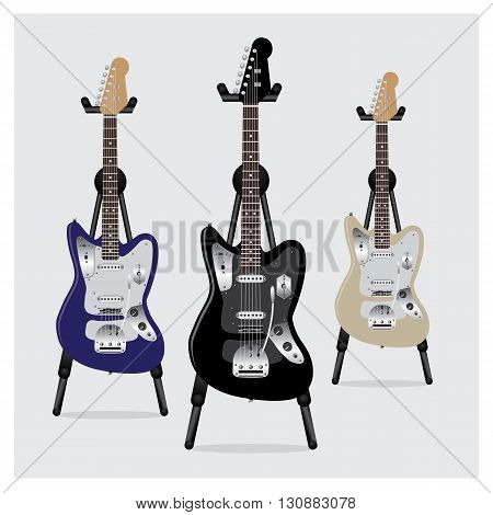 Vector Illustration Electric Guitar set with Stand