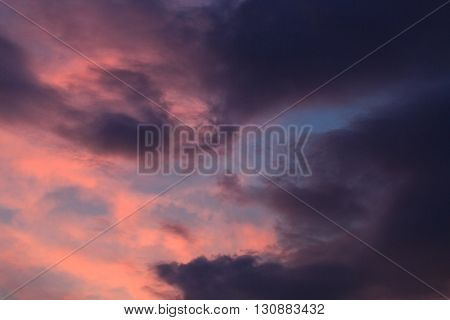 Dark storm clouds before rain Storm clouds and lightning when sunset. Abstract background. Meteorology. Synoptics. Changes in the weather. Cloud Front.