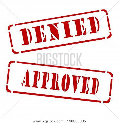 Red stamp "approved" and "denied" on a white background