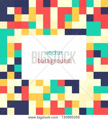 Flat background with colorful squares seamless pattern