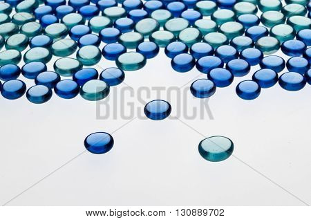 small blue glass hemispheres for a geometric composition and interesting patterns