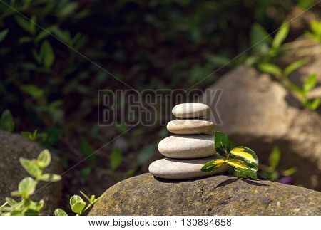 Pile Of Balancing Pebble Stones Outdoor