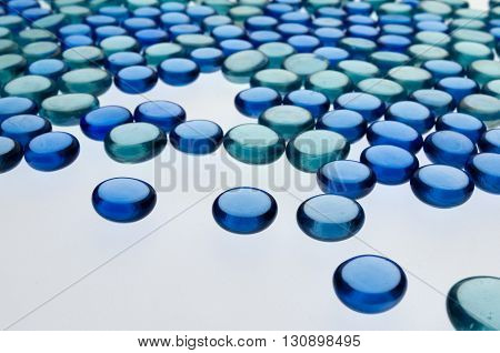 small blue glass hemispheres for a geometric composition and interesting patterns
