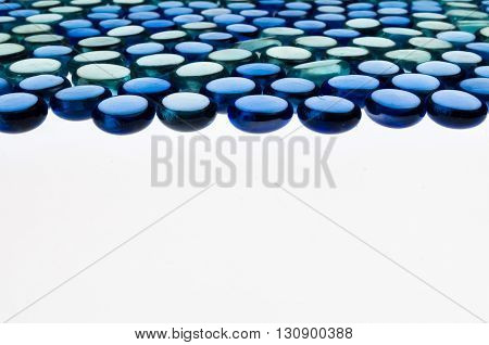 small blue glass hemispheres for a geometric composition and interesting patterns