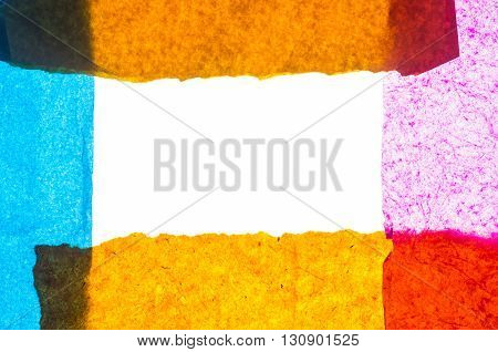 abstract composition made with colorful tissue paper to enfatize textures and colors