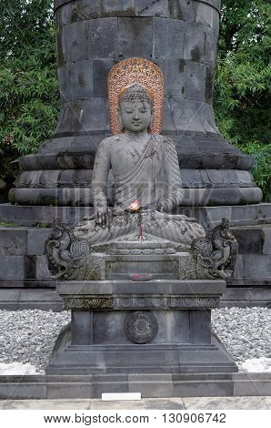 buddha aksobhya statue in mendut buddhist monastery