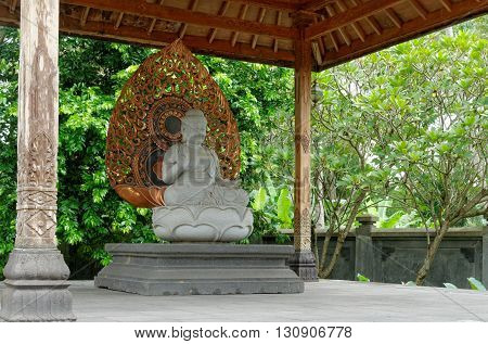 buddha amoghasiddhi statue in mendut buddhist monastery