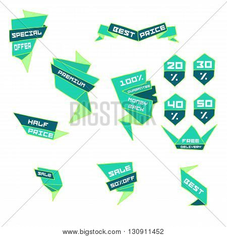 Set of bright color badges and stickers. Vector illustrations for e-commerce, product promotion, advertising, sell products, discounts, sale.