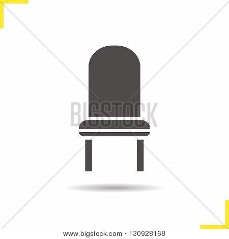 Chair icon. Drop shadow upholstered chair silhouette symbol. Kitchen furniture item. Kitchen chair logo concept. Vector classic chair isolated illustration