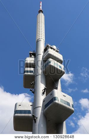 The Zizkov Television tower in the city of Prague