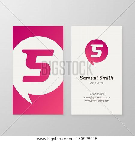 Modern letter S in speech bubble Business card template. Vector business personal card design. Layered editable.