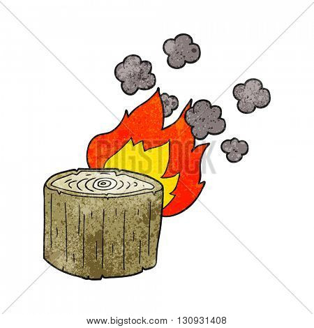freehand textured cartoon burning log