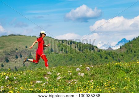 Girl Athlete In Nature Workout