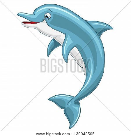 The lovely cheerful smiling dolphin jumps over water, sharing the pleasure with people around