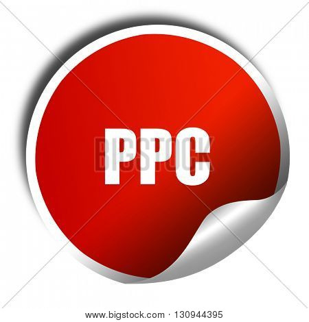 ppc, 3D rendering, red sticker with white text