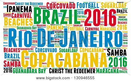 Rio de Janeiro word cloud with a white background