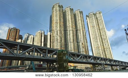 Many high building in Hong Kong Island