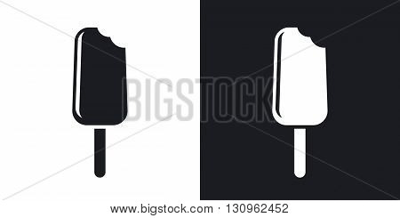 Vector ice cream icon. Two-tone version on black and white background
