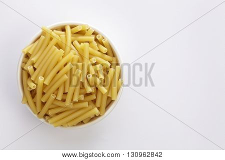 maccheroni pasta on the white background