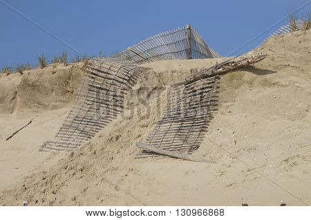 The shoreline along the Delaware Seashore Park shows the result from the winters storm damage