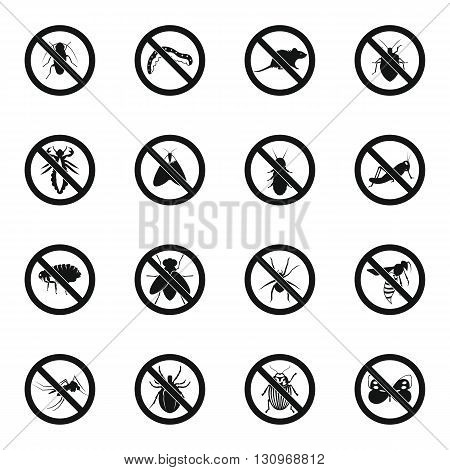 No insect sign icons set in simple style for any design
