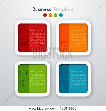 Vector illustration of four square infographics. Stock vector
