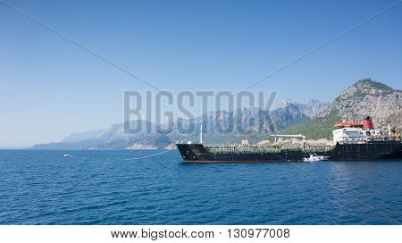 Cargo ship in Mediterranean Sea, Antalya, Turkey