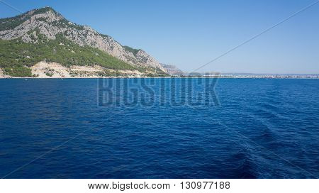 Mediterranean Sea and mountains in Antalya, Turkey