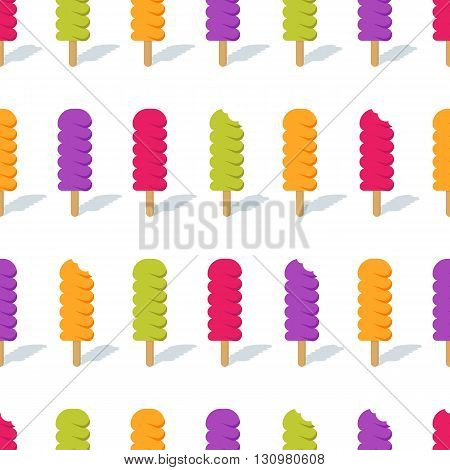 Ice Lolly Seamless Vector Background. Vector Summer Pattern With Ice Cream. Design For Summer Fashio