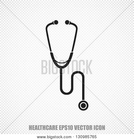 The universal vector icon on the Healthcare theme: Black Stethoscope. Modern flat design. For mobile and web design. EPS 10.