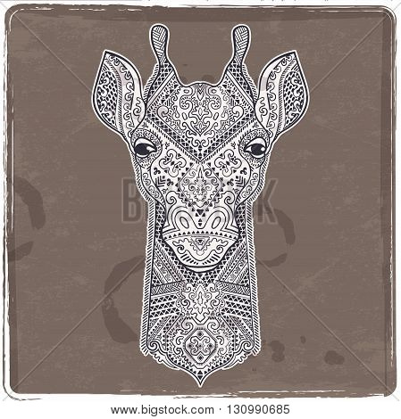 Vector giraffe with ethnic and tribal ornaments