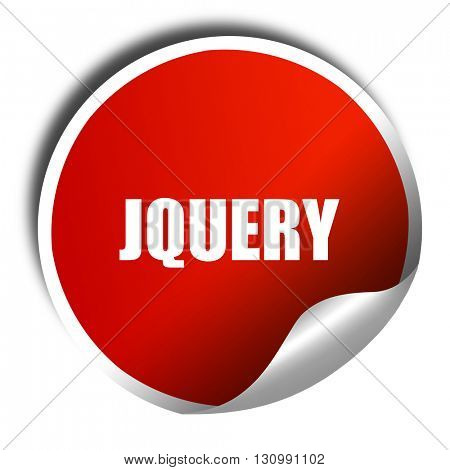 jQuery, 3D rendering, red sticker with white text