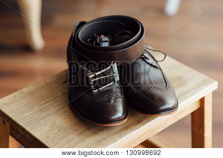 Groom Set Clothes. Shoes And Bow Tie