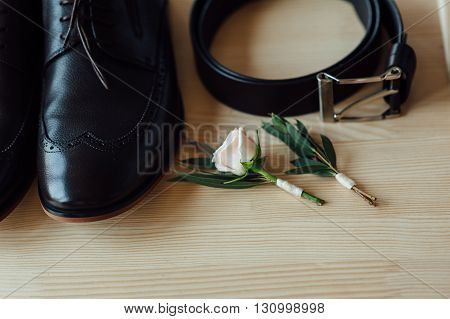 Groom Set Clothes. Shoes And Bow Tie