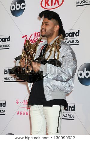 LAS VEGAS - MAY 22:  The Weeknd at the Billboard Music Awards 2016 at the T-Mobile Arena on May 22, 2016 in Las Vegas, NV