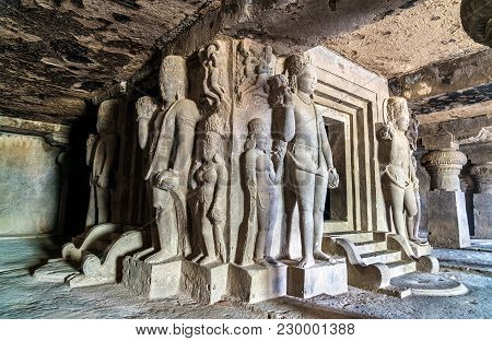 Interior Of Dhumar Lena Temple At Ellora Caves - Maharashtra, India