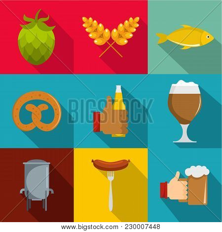 Deli Icons Set. Flat Set Of 9 Deli Vector Icons For Web Isolated On White Background