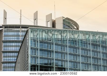 Architectural Detail Of The Louise-weiss Building Seat Of The Parliament Of The European Union