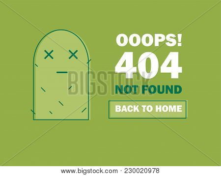 404 Error Page Or File Not Found Icon. Cute Green Cactus - Isolated Ux Ui Vector Illustration For We