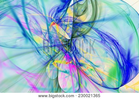 Abstract Fractal Image Of Multicolored Lines On White Background