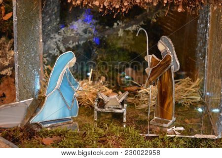 Zoom On Christmas Figurines And Christmas Ornament