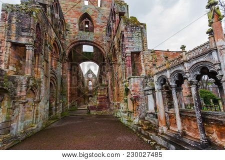 Ruins Of Jedburgh Abbey In The Scottish Borders Region In Scotland